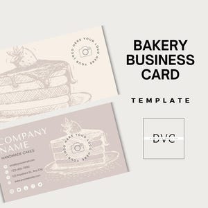 Modelo de cartão de visita para padaria | Designs elegantes e personalizáveis para padarias, confeitarias e cafés | Cartões de identidade visual editáveis e imprimíveis |