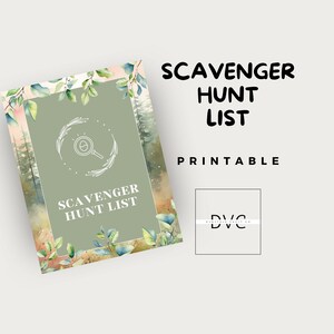 Scavenger Hunt List Printable | Scavenger Hunt Checklist | Instant Download for Birthday Parties, Corporate Events and Outdoor Adventures |