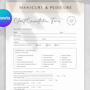 Nail Tech Forms Bundle Template Salon Onboarding Sheets for Nail Technician Client Intake Consent Policy Instant Download Editable in Canva
