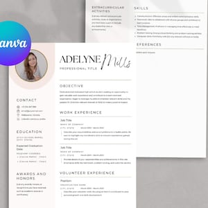 High School Student Resume Canva Template for First Job Applications Clean and Professional Teen CV Layout Editable Student Resume Design