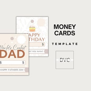Plantilla de tarjeta de dinero / Porta tarjetas de regalo y efectivo personalizables para cumpleaños, bodas y festividades / Diseños imprimibles para regalos especiales /