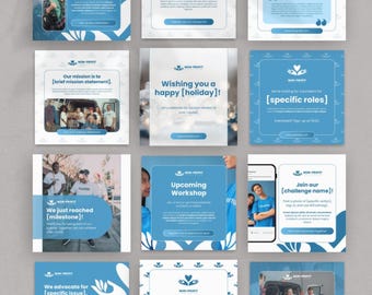 Non-Profit Instagram Template Charity and Community Organizations Social Media Posts Awareness Campaigns Digital Download Editable in Canva