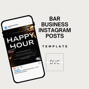Bar Business Instagram Posts Template | Customizable Graphics and Captions for Bar Owners | Cocktail Bar Events Promotion and Marketing |