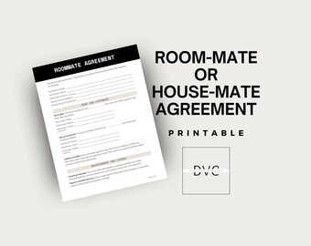 Roommate Agreement Printable | Shared Living Contract and Lease Agreement | Housemate Rules Instant Download