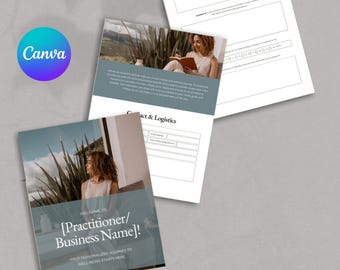 Aanpasbaar intakeformulier voor cliënten van wellnessbeoefenaars, inclusief vragenlijst voor holistische gezondheidsconsultaties (bewerkbaar in Canva).