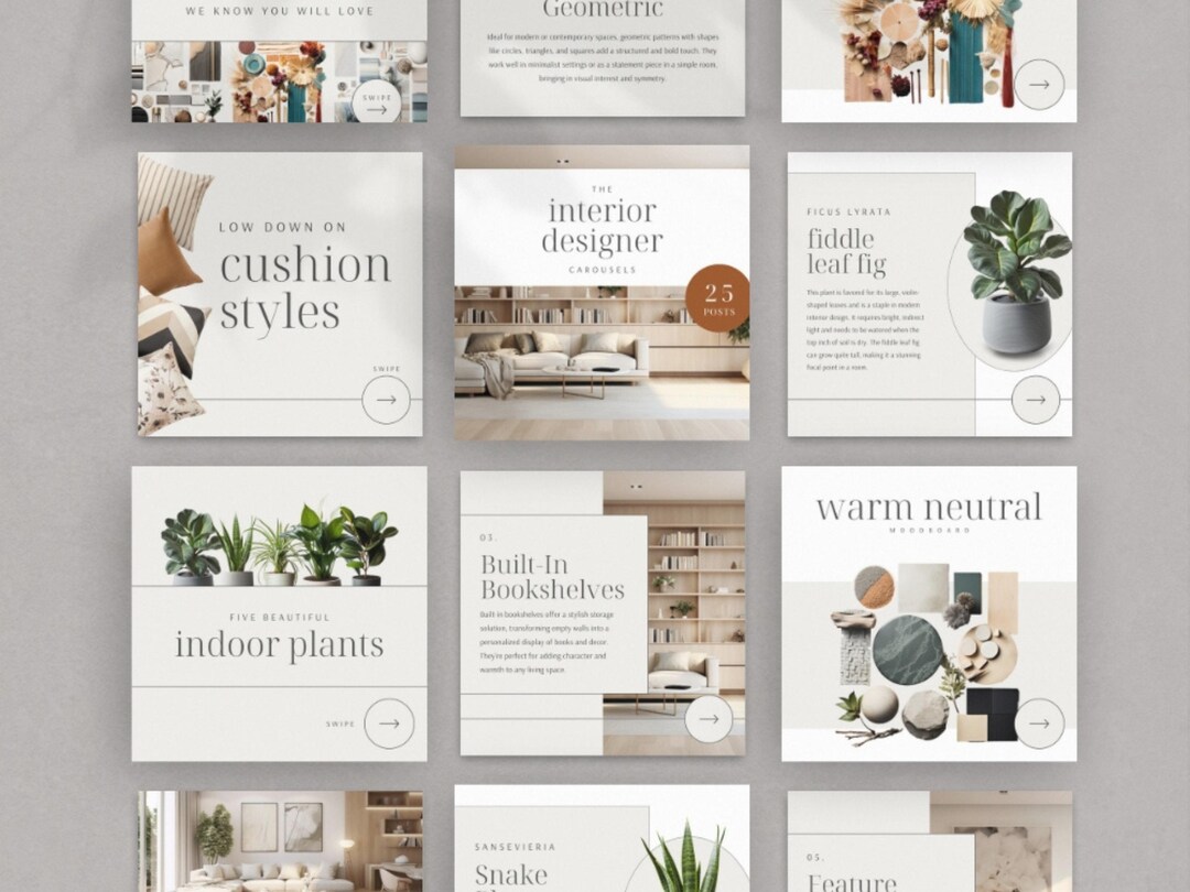Interior Design Instagram Carousel Template Social Media Posts Modern ...