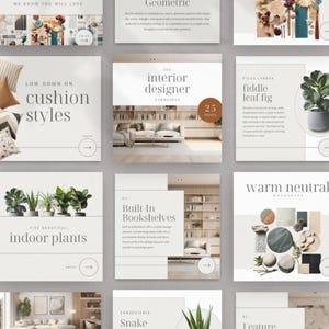 Interior Design Instagram Carousel Template Social Media Posts Modern Aesthetic Designers Branding Kit Digital Download Editable in Canva