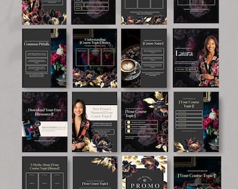 Canva-sjabloon op Instagram voor cursusmaker voor online docenten en digitale coaches Bewerkbare socialmediaberichten voor marketing van cursuslancering