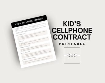 Kid&#39;s Cellphone Contract Printable | Minimalist Parent-Child Mobile Agreement for Safe and Responsible Phone Use