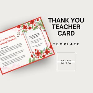 Plantilla de tarjeta de agradecimiento para el maestro / Diseño editable para tarjeta de agradecimiento al maestro / Tarjeta de agradecimiento al maestro personalizable, reutilizable y fácil de hacer /