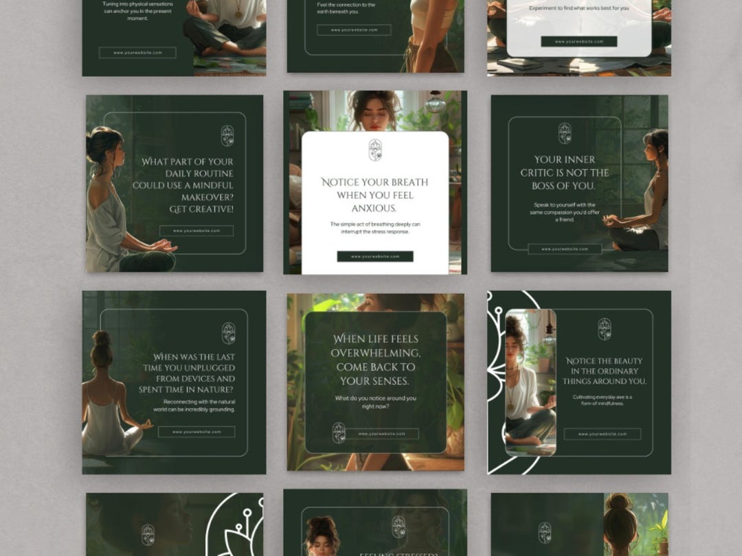 Mindfulness Instagram Template Post Bundle Wellness Coaches Calm ...