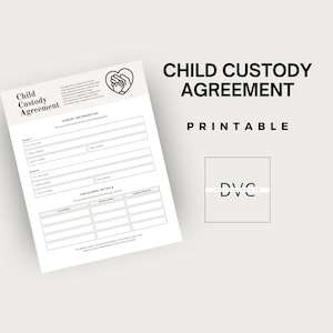 Child Custody Agreement Printable: Co-Parenting Plan Template (PDF Download)