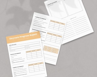 Daycare Progress Report Template Childcare Centers Preschool Teachers Child Development Parents' Report Digital Download Editable in Canva
