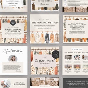 Professional Organizer Instagram Template Home Organization Business Social Media Posts for Decluttering and Organizing Editable in Canva