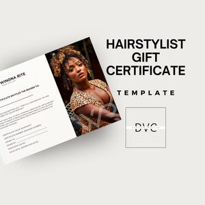 Plantilla de certificado de regalo para peluqueros / Diseño de cupón personalizable y editable para peluquería o salón de belleza / Tarjeta de regalo DIY para peluquería y salón de belleza /