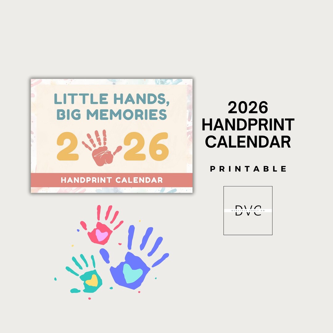 Buy Handprint Calendar 2026 Printable Kids Art Keepsake, Preschool ...