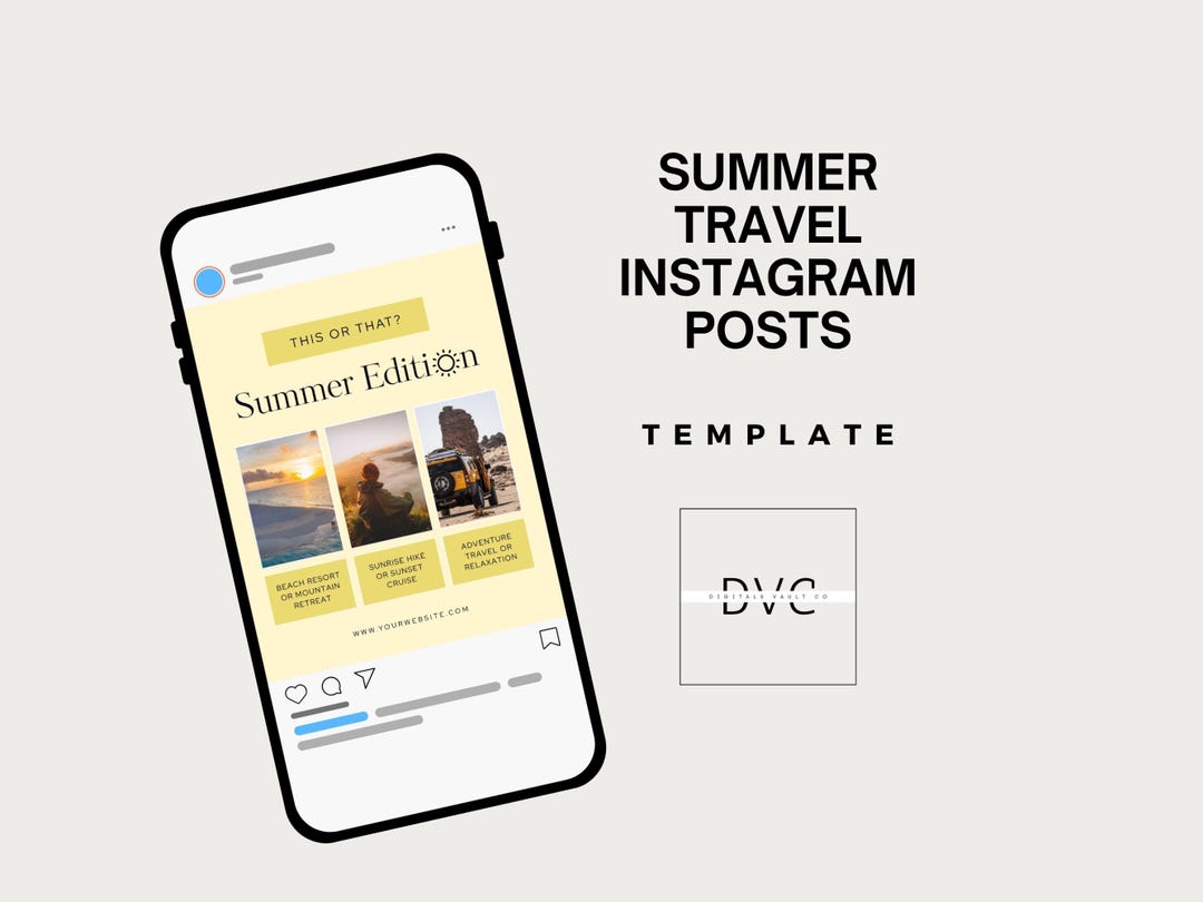 Summer Travel Instagram Post Templates: Editable Canva Designs (digital ...