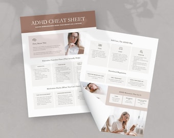 ADHD Cheat Sheet for Adults PDF Printable Quick Reference Guide for Focus Organization Time Management Mental Health Instant Download