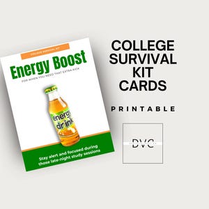 Cartes du kit de survie universitaire PDF imprimable | Conseils pour les étudiants de première année | Essentiels pour un dortoir | Pack de soins | Encouragements et conseils amusants pour les élèves |
