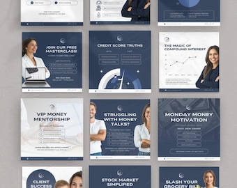 Financial Coach Instagram Template Money Coaches Consultants Social Media Posts for Budget Finance and Wealth Branding Editable in Canva