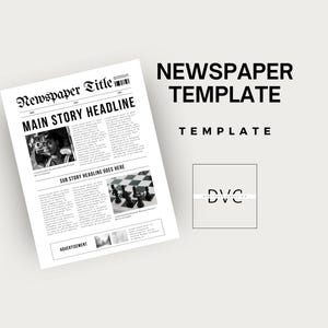 Szablon gazety | Wzory gazet vintage do projektów DIY | Możliwość dostosowania do zadań szkolnych, newsletterów, ogłoszeń ślubnych |