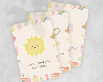 Tarjetas de afirmación para niños (PDF imprimible) Tarjetas de autoestima positiva para fomentar la confianza, el crecimiento emocional y la mentalidad infantil.