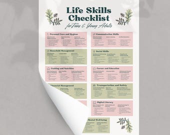 Teens Life Skills PDF Printable | Essential Life Skills Worksheet for Teenagers, Independent Living and Responsibility Planner