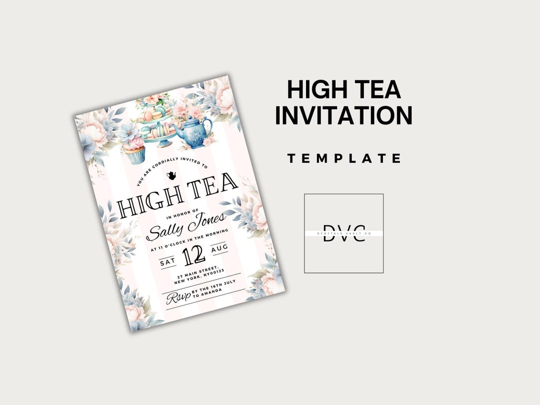 Floral High-tea Invitation Template Editable Canva Design Elegant ...