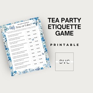 Tea Party Etiquette Game Printable | Tea Party Manners Activity | Fun Kids Party Game | Bridal Shower | Afternoon Tea | Tea Party Rules |