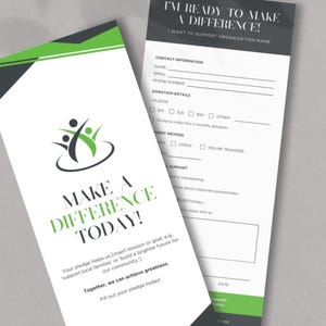 Fundraising Pledge Card Template Donation Commitment Card Charity Event Support Form Professional Clean Design Editable in Canva