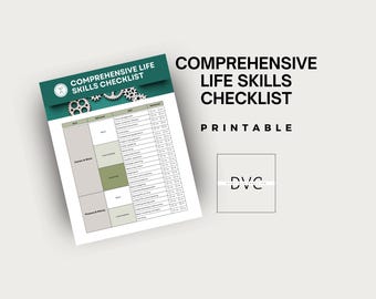 Life Skills Printable Checklist | Adult and Teen Practical Essential Skills Tracker for Independence and Self-Reliance Guide