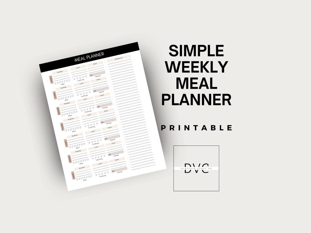 Simple Weekly Meal Planner Printable PDF | Meal Prep and Grocery ...