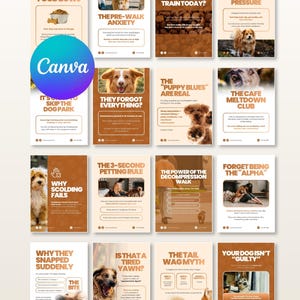 Instagram-Post-Vorlagenpaket für Hundetrainer – Social-Media-Content-Paket für Hundetrainer und Welpenerziehungsexperten – Branding-Kit – Bearbeitbar in Canva