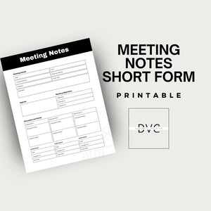 Minimalist Meeting Notes Template: Printable Meeting Tracker (PDF)