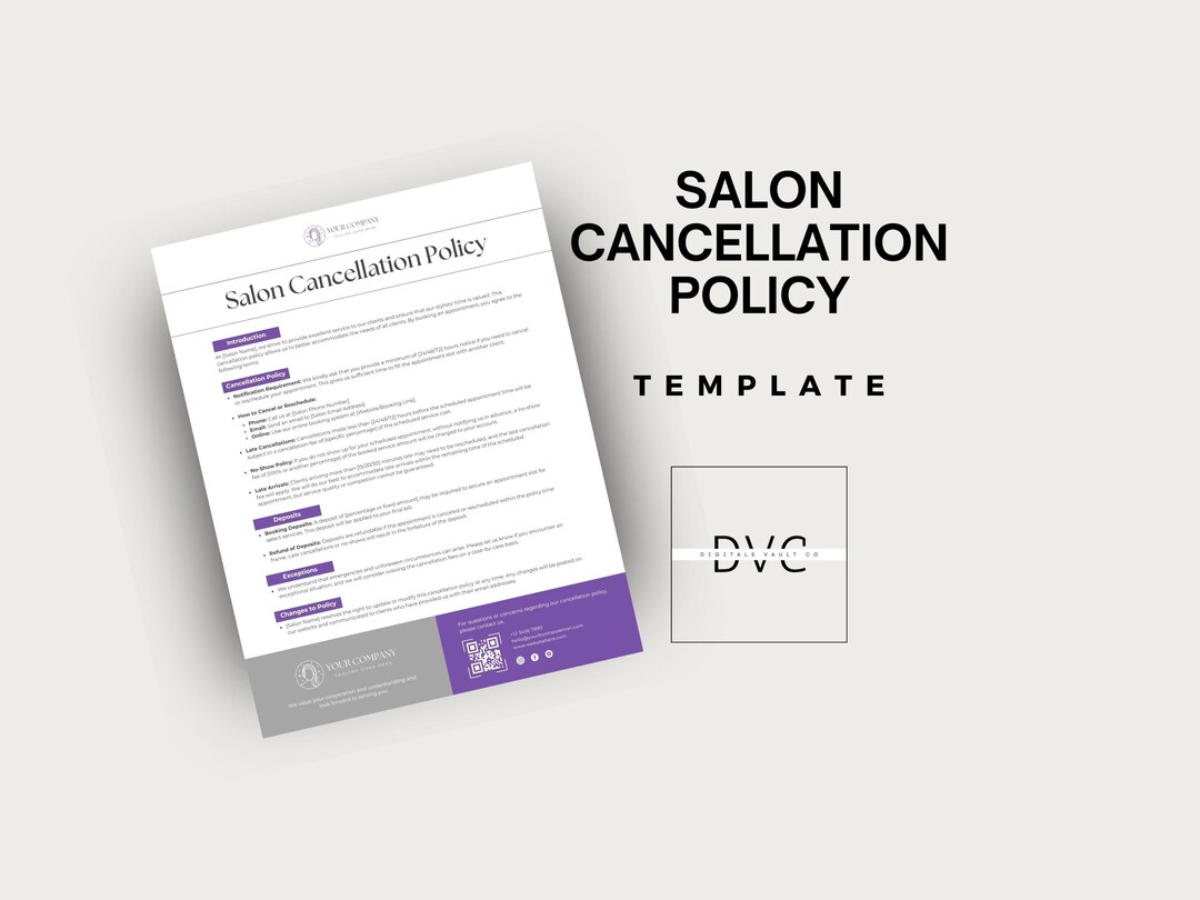 Salon Cancellation Policy Template Customizable Salon Noshow