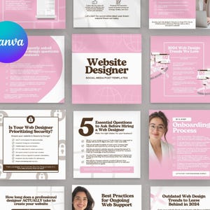 Website Designer Instagram Template Web Designers Creatives Social Media Posts for Portfolio Branding and Client Growth Editable in Canva
