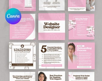 Web designer, template Instagram, web designer creativi, post per social media per portfolio, branding e crescita clienti, modificabili in Canva