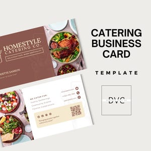 Gastronomie Visitenkarte Vorlage | Anpassbare Food Service Marketing | Drei DIY-Designs, die für die Gastronomie leicht zu bearbeiten sind |