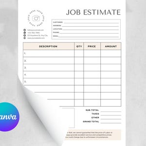 Landscaping Job Estimate Template PDF for Lawn Care & Garden Services Professional Landscaping Quote Form Editable Service Pricing Document
