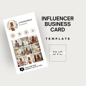 Sjabloon voor influencer-visitekaartjes | Aanpasbaar professioneel en bewerkbaar ontwerp voor socialmedia-beïnvloeders, bloggers, digitale makers |
