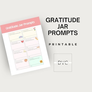 Gratitude Jar Prompts Printable | Daily Gratitude Practice | Mindfulness Activity | Positive Affirmations | Self-Care Journaling Cards PDF |