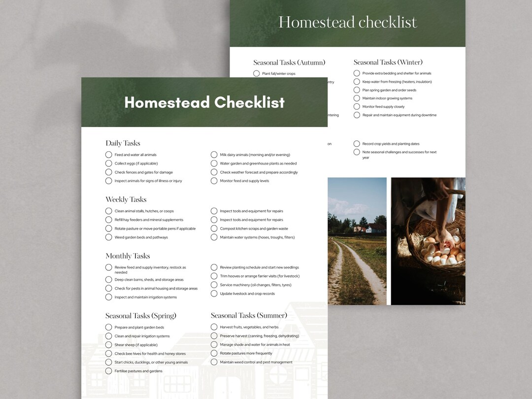 Homestead Checklist PDF Printable | Self-sufficient Living Planner, Off ...
