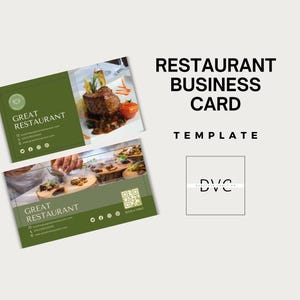 Restaurant Visitenkarte Vorlage | Anpassbare Cafe und Diner Marketing | Vitrinen-Geschirr für Lebensmittel und Getränke in Lebensmittelbetrieben |