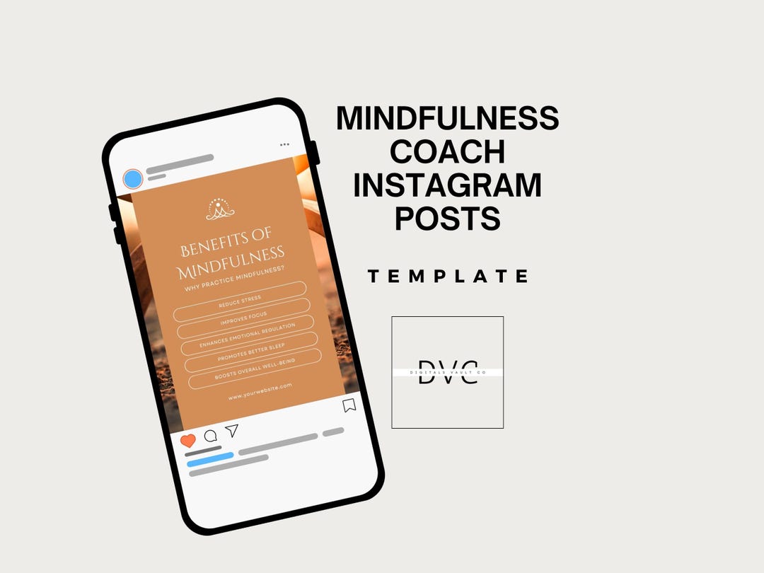 Mindfulness Coach Instagram Template | Editable Canva Wellness Social ...