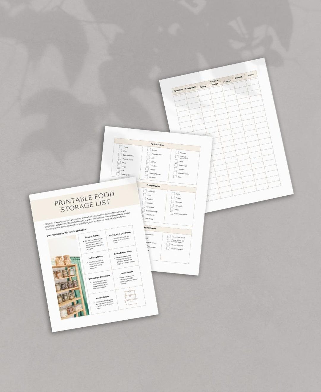 Food Storage Checklist PDF Printable Pantry Inventory Food Supply List ...