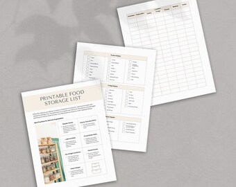 Food Storage Checklist PDF Printable Pantry Inventory Food Supply List for Home Organization Meal Prep and Preparedness