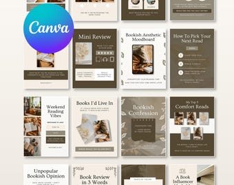 Plantilla de Instagram para influencers literarios con estética de lectura para publicaciones en redes sociales, editable en Canva. Diseño moderno y acogedor para bloggers y amantes de los libros.