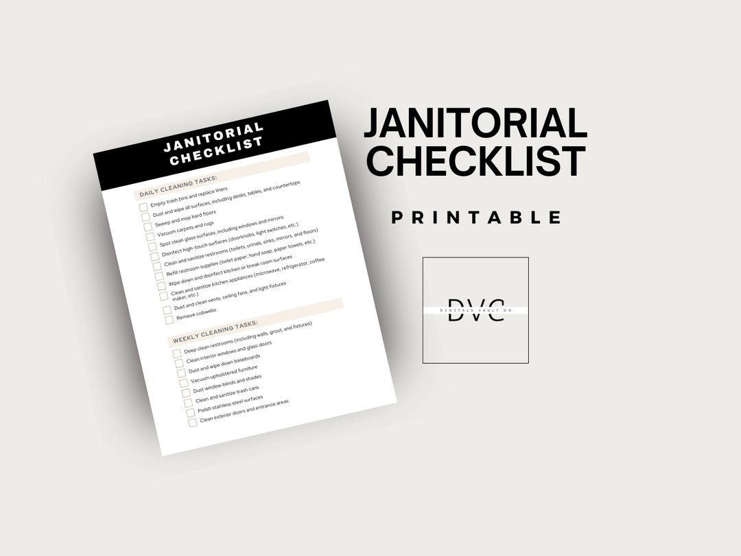 Janitors Checklist PDF | Printable Daily Cleaning Tasks List ...