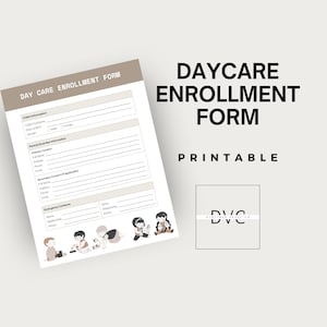 印刷可能なデイケア入会申込書 | ミニマリスト保育登録フォーム | 就学前早期学習入学申込書 | 即時ダウンロード |