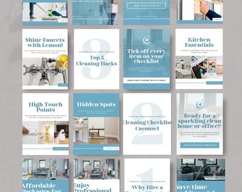 Modello Instagram per attività di pulizia Post Canva modificabile per servizi di pulizia professionale Kit di branding per marketing sui social media